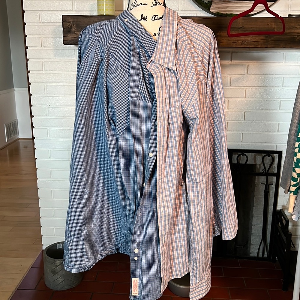 Brooks Brothers Blue and Orange Casual Button Down Shirts
